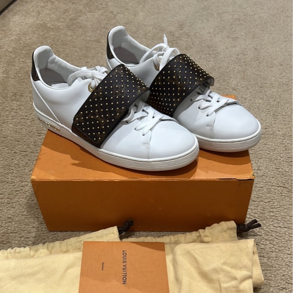 Louis Vuitton Frontrow Leather Trainers Monogram Sneakers 38.5